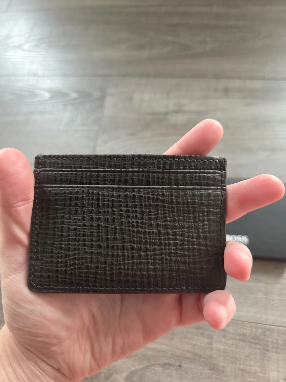 BOSS Brown Textured Leather Card Holder